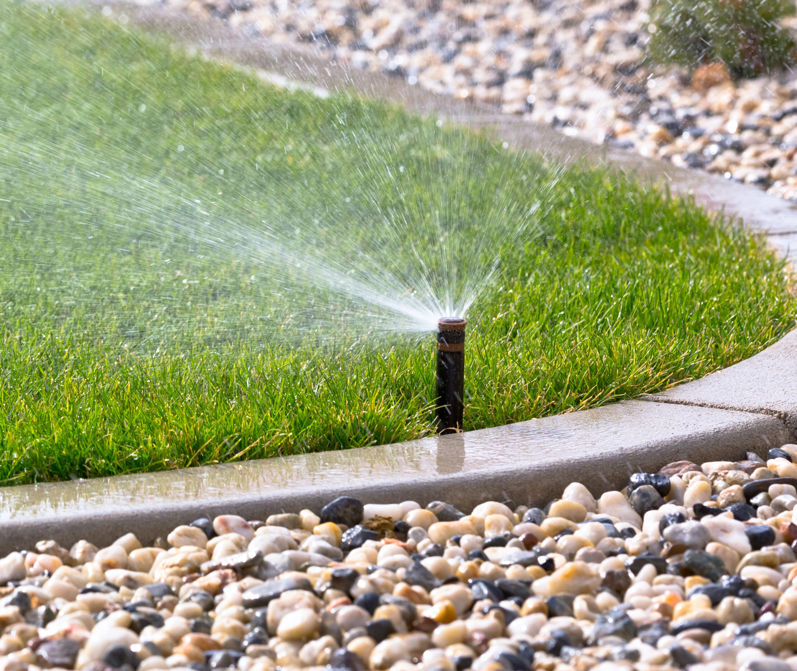 Watering,Lawn,With,Sprinklers